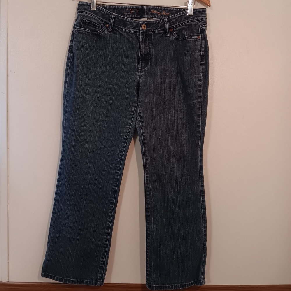 LOFT Curvy Boot Jeans Women's Dark‎ Wash Denim Classic Casual